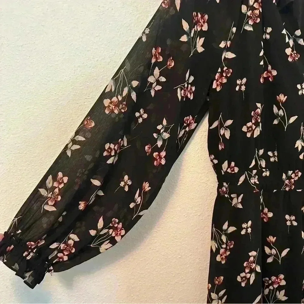 Madewell - Long Black, Floral Dress - Picture 4 of 8